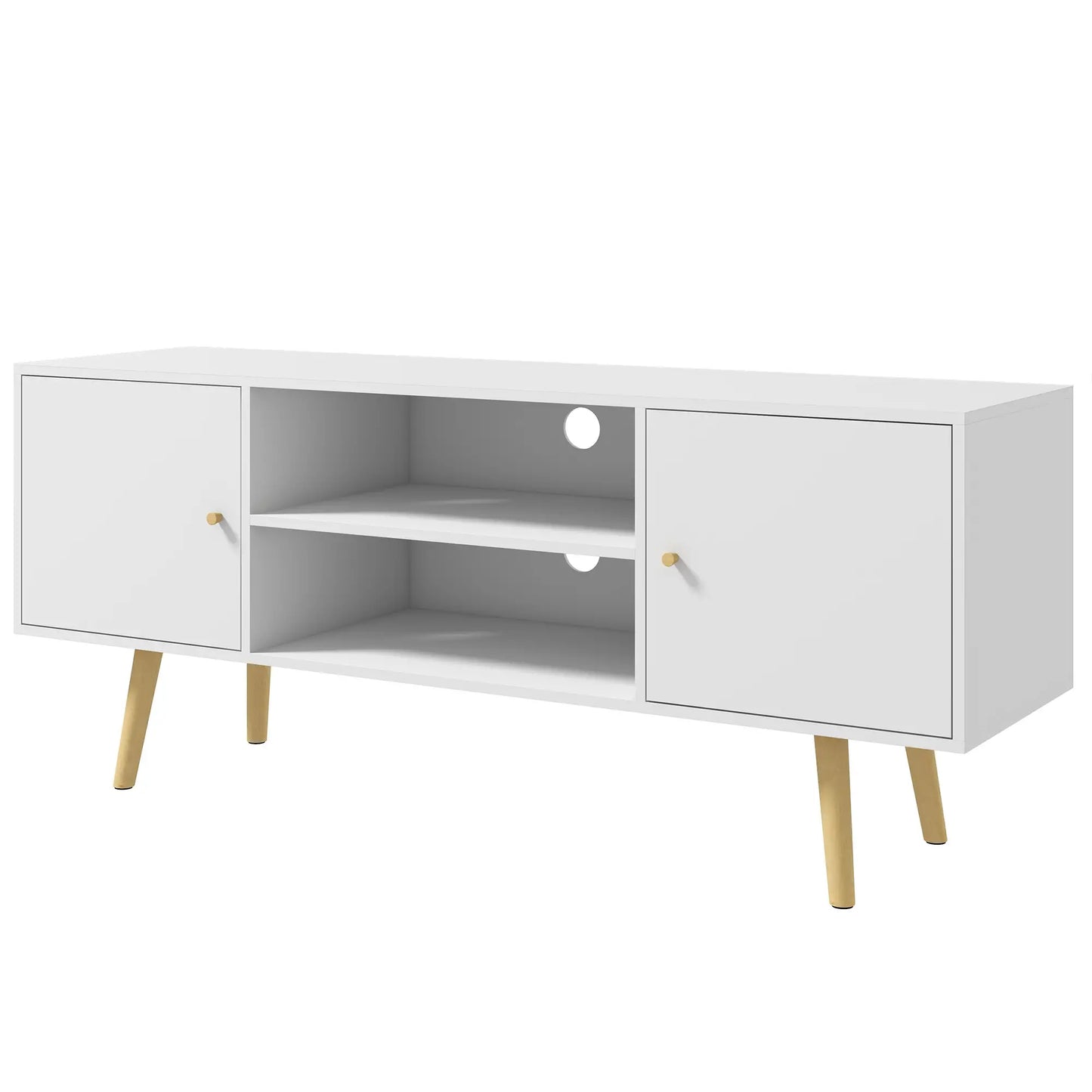 TV Stand for 55 Inches, Storage Shelves, Wood Legs, White TV Stands at Gallery Canada