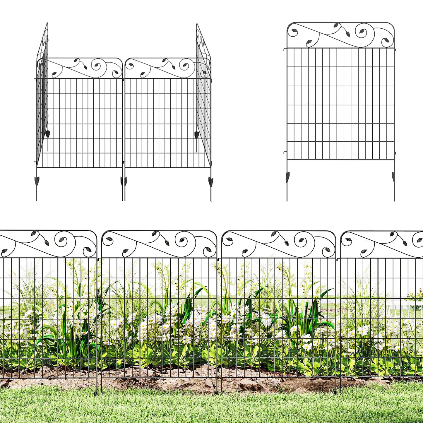 Outdoor Metal Garden Fence Panels, Animal Barrier, 4 Pack, Square Vines Garden Fences at Gallery Canada