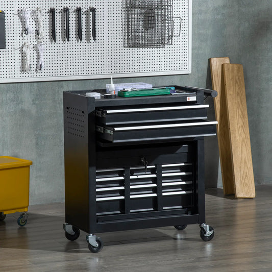 6-Drawer Tool Chest, 4 Wheels, Lockable Rolling Storage Cabinet, Black Tool Organizers Black at Gallery Canada