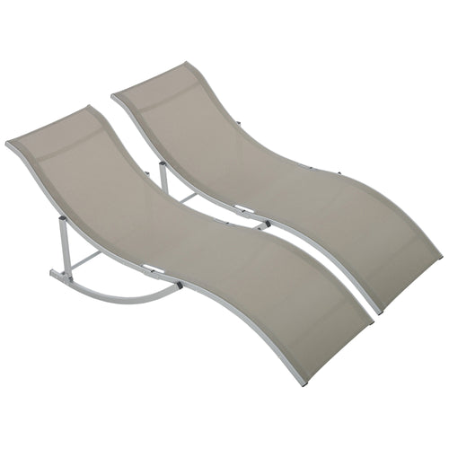 Pool Chaise Lounge Chairs Set of 2, S-shaped Foldable Outdoor Chaise Lounge Chair Reclining for Patio Beach Garden With 264lbs Weight Capacity, Light Grey