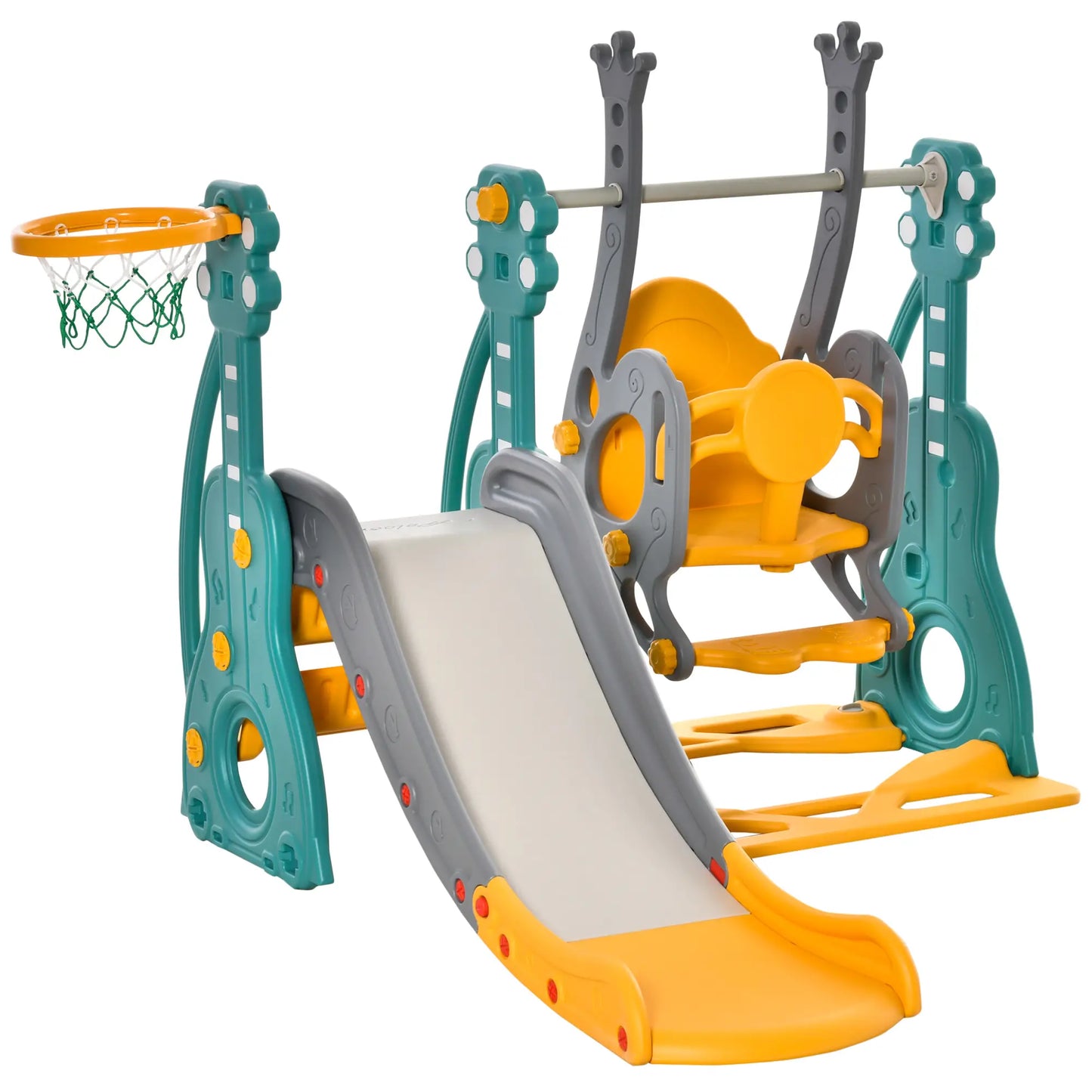 4-in-1 Kids Slide, Swing Set, Basketball Hoop, Adjustable Seat Gym Sets & Swings at Gallery Canada