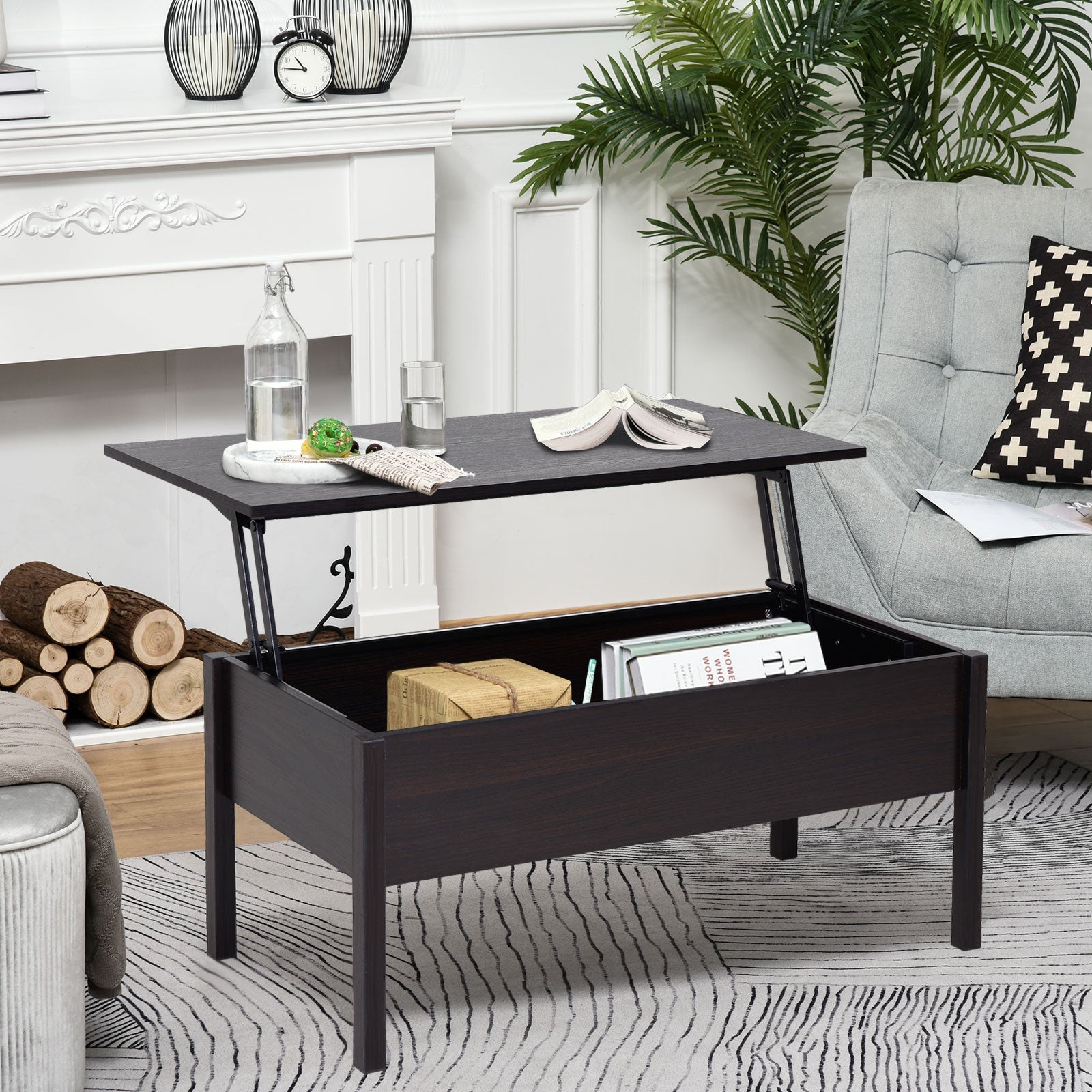 39" Modern Lift Top Coffee Table with Hidden Storage Compartment, Center Table for Living Room, Coffee at Gallery Canada