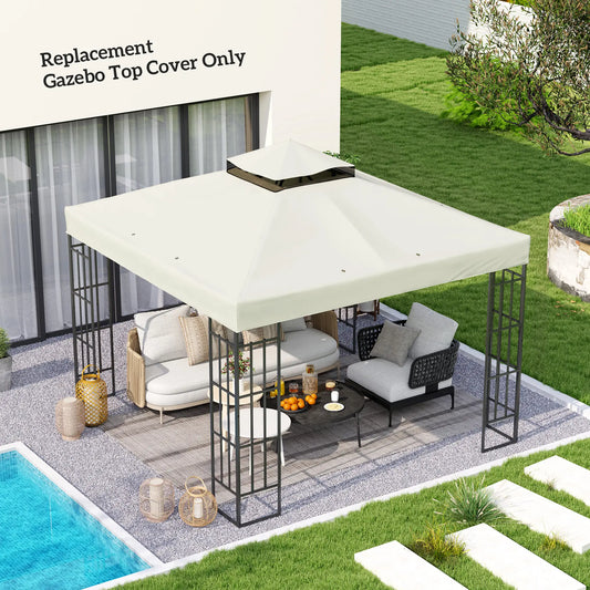 10' x 10' Gazebo Replacement Cover, UPF30+, 2-Tier Roof, Light Grey Gazebo Canopy Replacement Light Grey at Gallery Canada