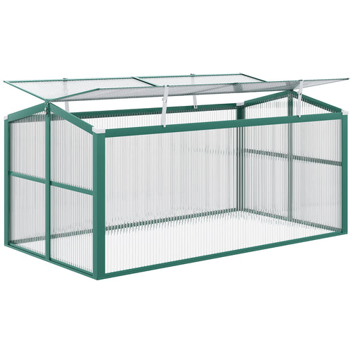 Aluminium Cold Frame Greenhouse Garden Portable Raised Planter with Openable Top, 51