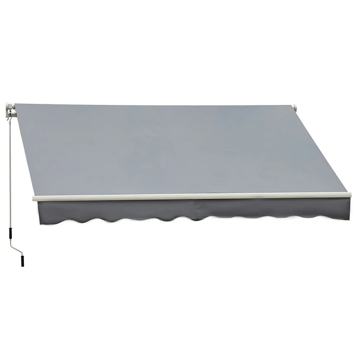 10x8ft Manual Retractable Patio Awning, Aluminum Frame, Grey Deck Awnings at Gallery Canada
