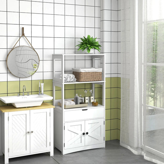 Farmhouse Bathroom Storage Cabinet, Linen Cabinet, 23.5" x 13" x 48.5", White Bathroom Cabinets White at Gallery Canada
