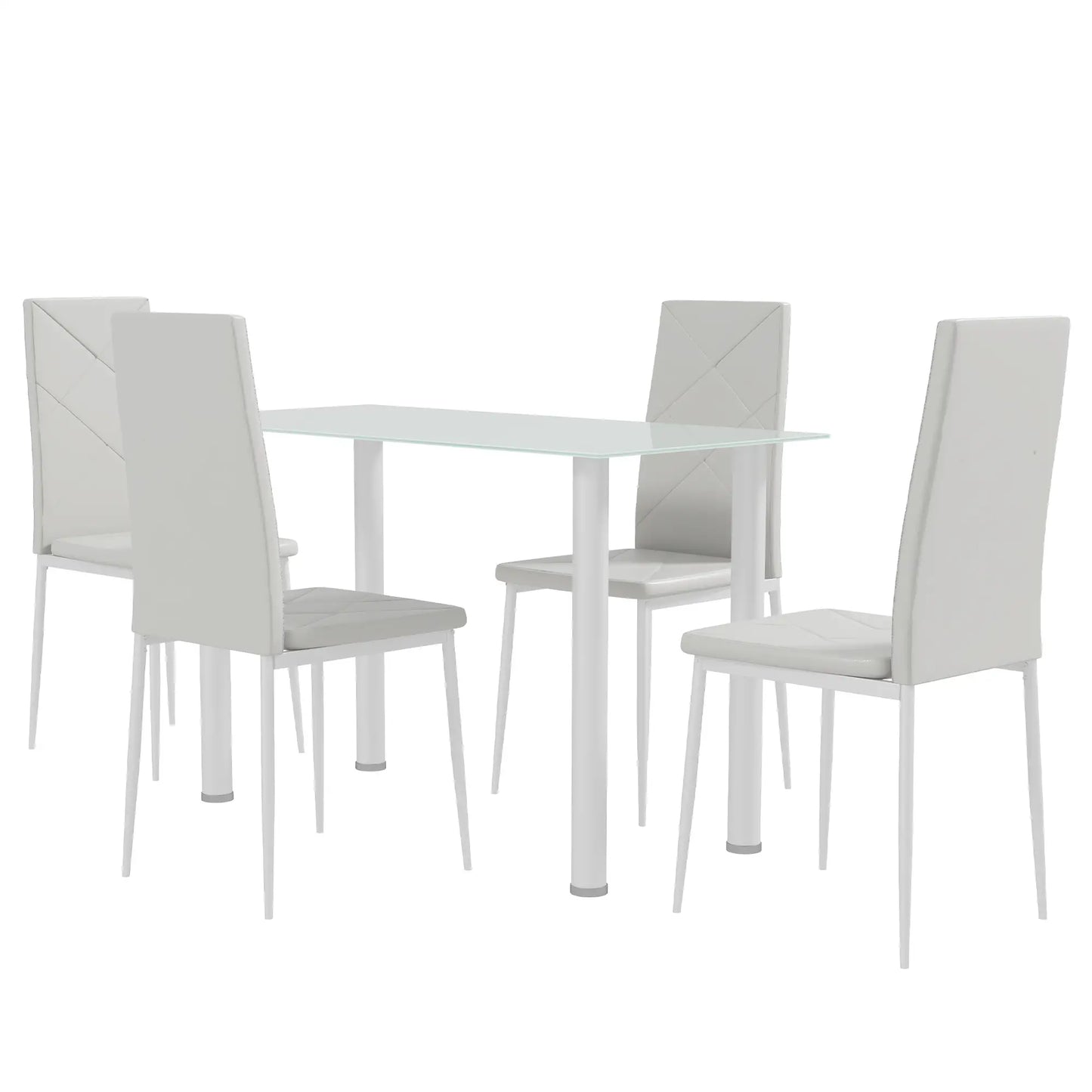 Modern Dining Table Set for 4, 5 Pieces, Rectangle Table, Steel Frame, White Bar Sets at Gallery Canada