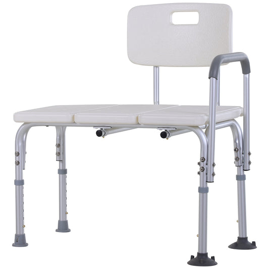 6-Level Adjustable Bath and Shower Transfer Bench Aluminum Chair with Non-Slip Feet, Armrest &; Backrest, White at Gallery Canada