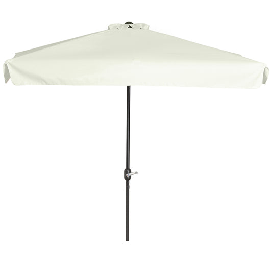 7.5ft Half Umbrella Semi Round Patio Parasol with Crank Handle, Top Vent for Garden, Balcony- NO BASE INCLUDED, Cream - Gallery Canada