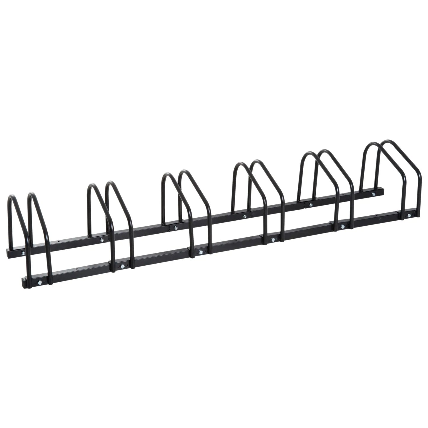 6-Bike Bicycle Floor Parking Rack Cycling Storage Stand Ground Mount Garage Organizer for Indoor and Outdoor Use Black Bike Parking Stands at Gallery Canada