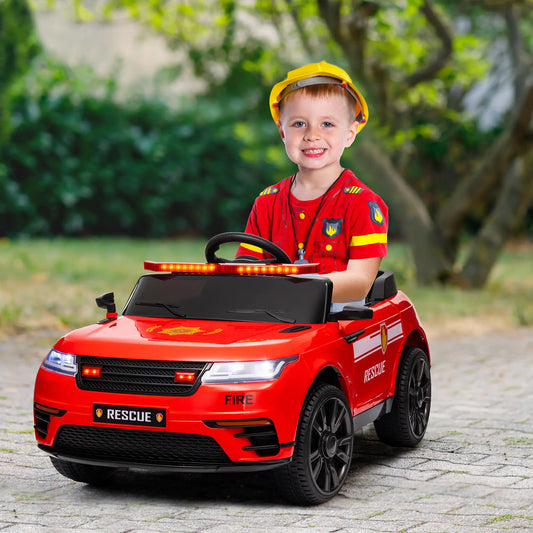 12V Kids Electric Fire Truck, Remote Control, Spring Suspension, Red Electric Toy Cars Red at Gallery Canada
