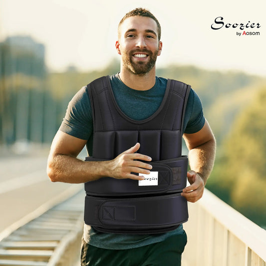 22lbs Weighted Vest, Adjustable Running Vest, 38 Weight Bags, Black Strength Training Equipment Black at Gallery Canada