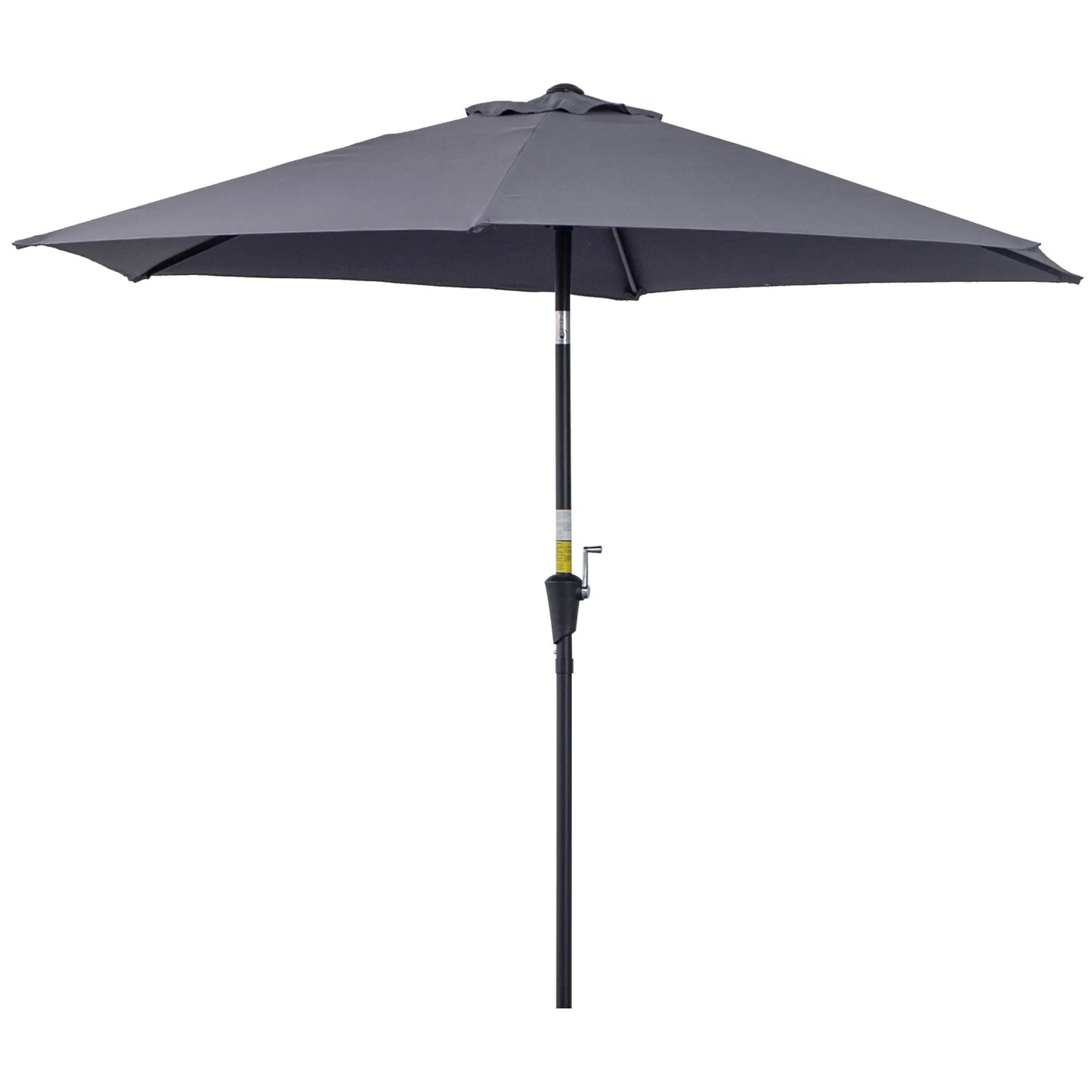 8.5FT Round Patio Umbrella, 6 Ribs, Tilt Canopy with Crank Handle, Grey Sun Umbrellas at Gallery Canada