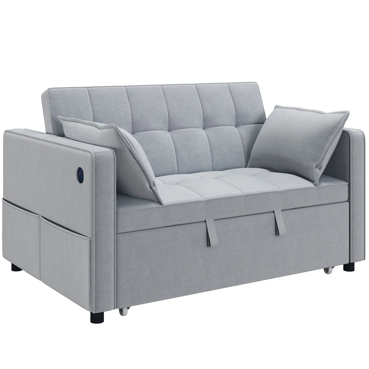 3-In-1 Convertible Sofa Bed, Pull Out Sleeper, Adjustable Backrest, Light Grey 2-Seater Sofas at Gallery Canada