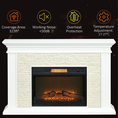 31.5" Electric Fireplace with Mantel, 1400W Freestanding Fireplace Heater with Remote Control, Overheat Protection, Timer, White at Gallery Canada
