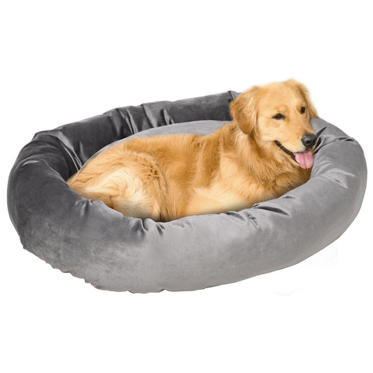Pet Bed, Soft Velvet Lounge Sleeper, Machine Washable Cushion, Soft Padding, Zippered Cover, Portable, for Large Dogs, Dark Grey - Gallery Canada
