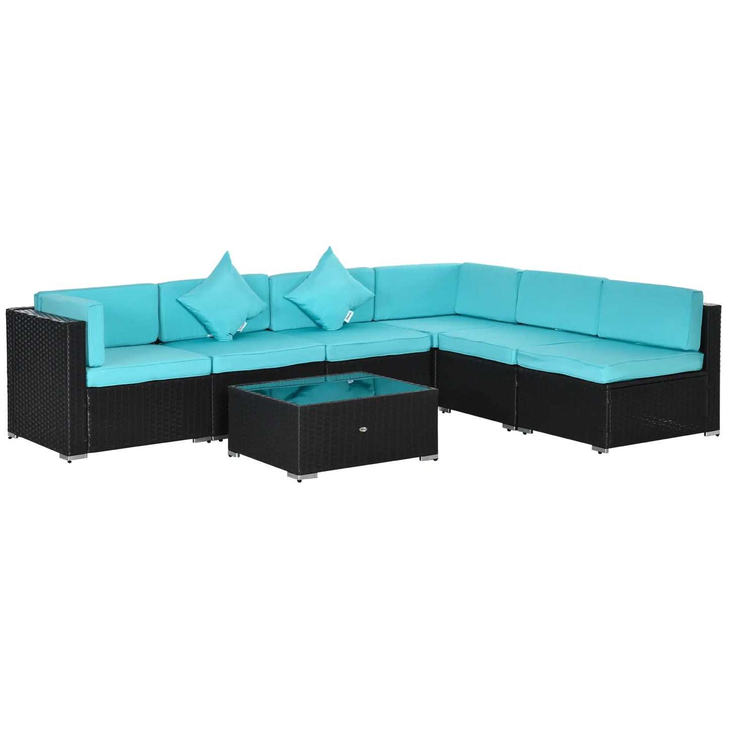 7-Piece Outdoor Wicker Sectional Sofa, Deep Coffee, Light Blue Patio Furniture Sets at Gallery Canada