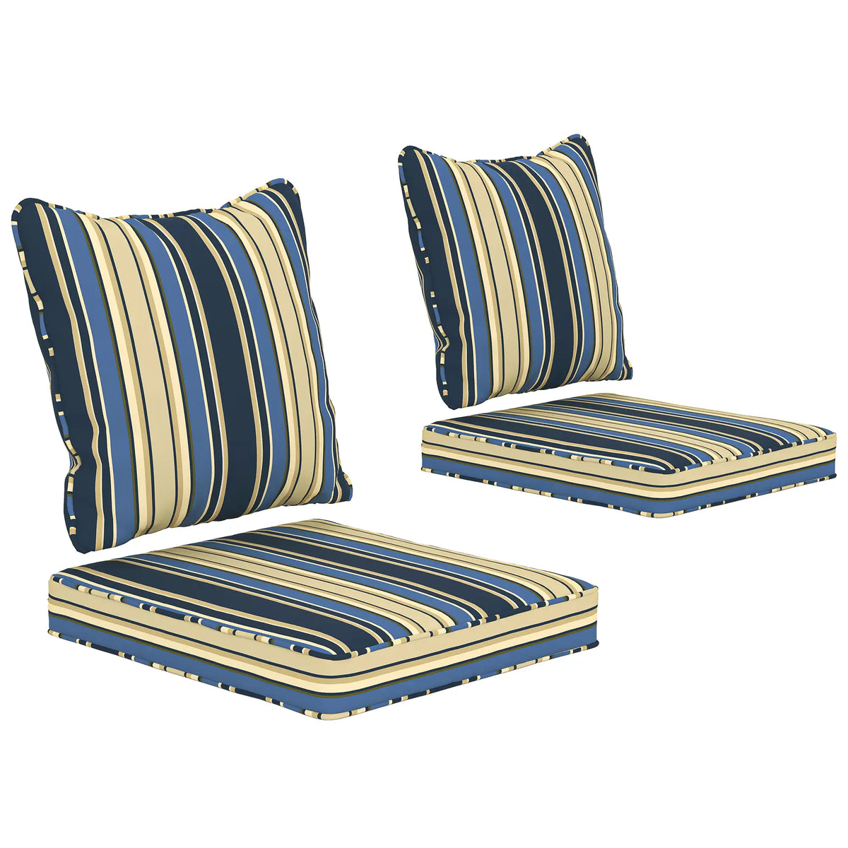 Patio Chair Cushion Set with Back Pillows, 2-Piece, Blue Patio Chair Cushions at Gallery Canada