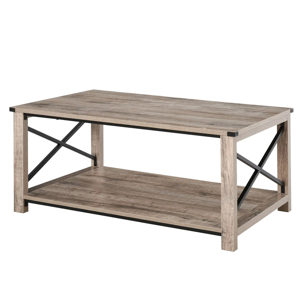 Industrial Coffee Table, Metal X-Bar, Storage Shelf, Living Room Coffee Tables at Gallery Canada