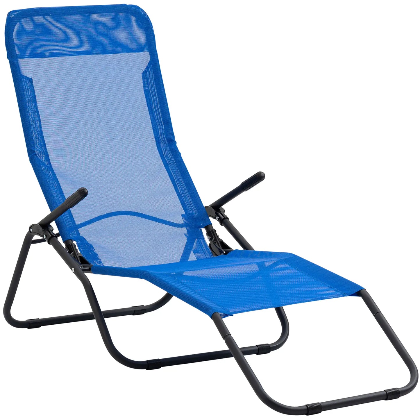 Foldable Patio Lounge Chair, Outdoor Beach Lounger, Breathable Mesh, Zero Gravity, Reclining, Blue Lounger Chairs at Gallery Canada