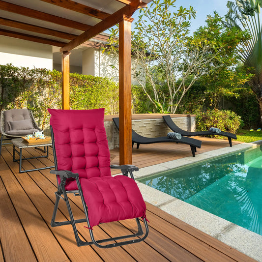 Zero Gravity Reclining Chair, Adjustable Backrest, Folding Sun Lounger, Removable Cushion, Headrest, Wine Red Lounger Chairs Wine Red at Gallery Canada
