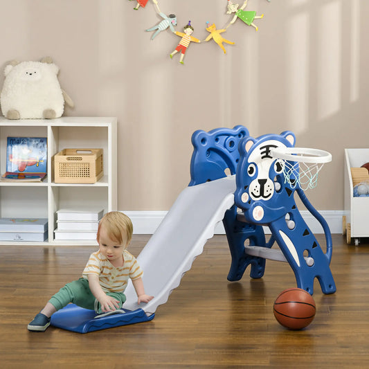 3 in 1 Toddler Slide, Basketball Hoop, Climber, 18-36 Months, Blue Gym Sets & Swings Blue, Grey at Gallery Canada