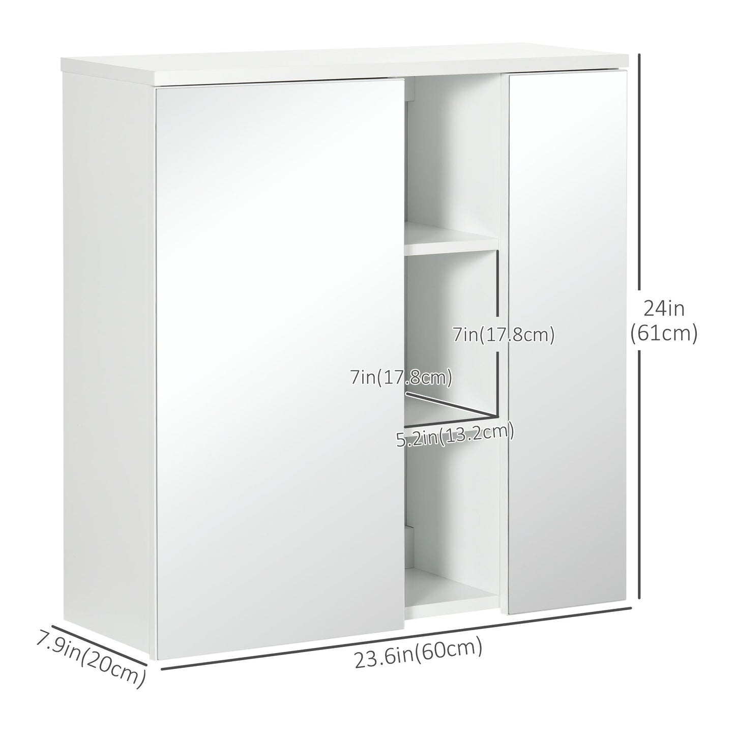 Wall Mounted Medicine Cabinet with Mirror Wall Mirror Cabinet with Doors 3 Open Storage and Adjustable Shelves White at Gallery Canada