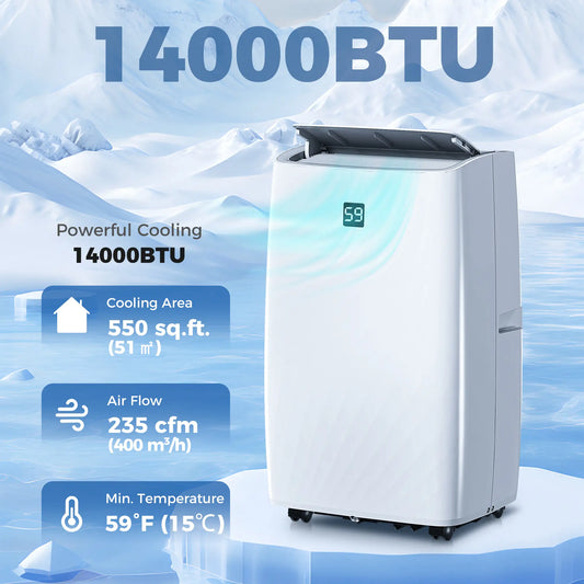 12000 BTU Portable AC, Dehumidifier, Fan, 550 Sq. Ft, 24H Timer, Cool