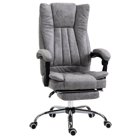 Microfiber Computer Chair, Executive Office Chair with Reclining Backrest Retractable Footrest Adjustable Height Grey - Gallery Canada