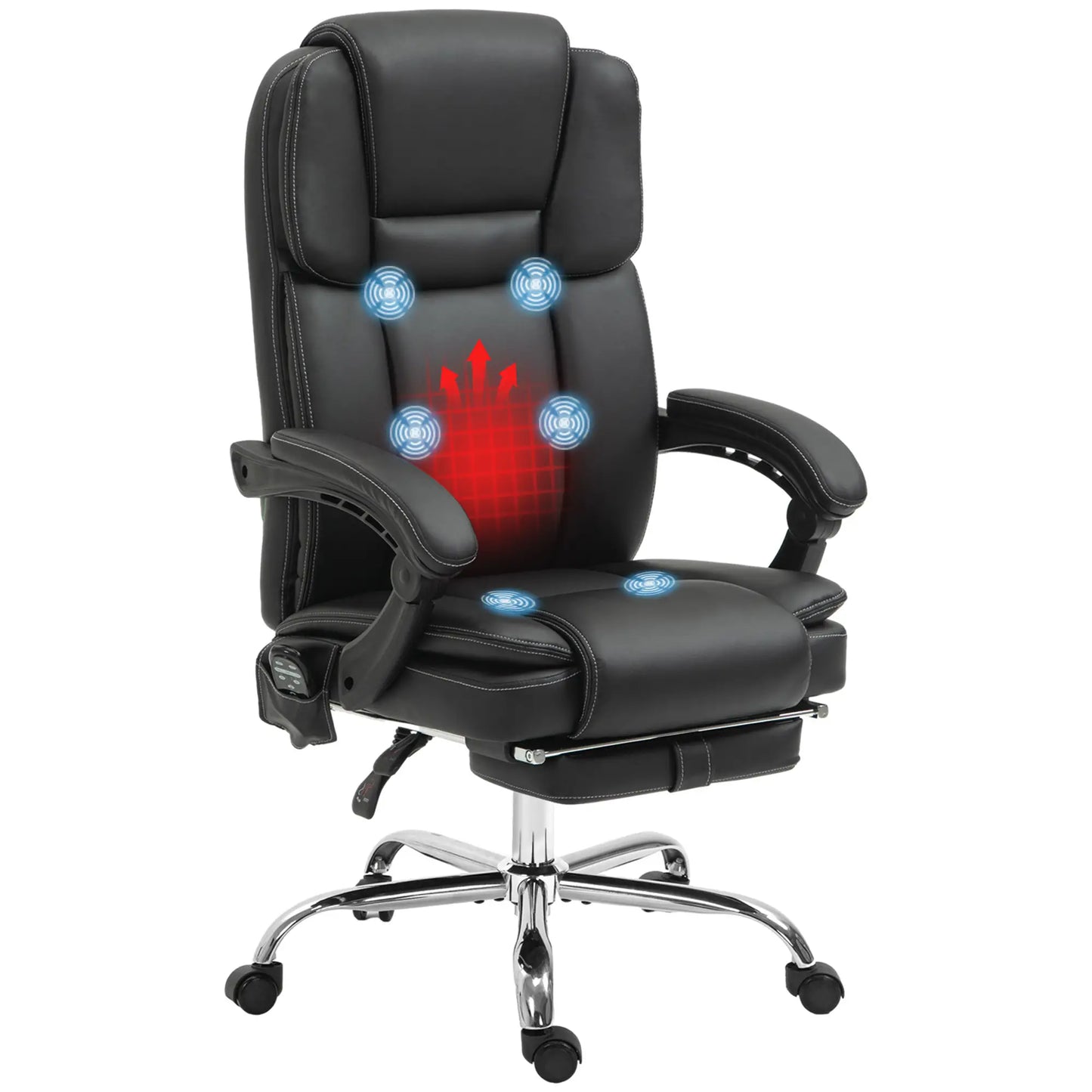 Massage Office Chair, Reclining Executive Chair with Vibration, Footrest, High Back, Black Massage Chairs at Gallery Canada