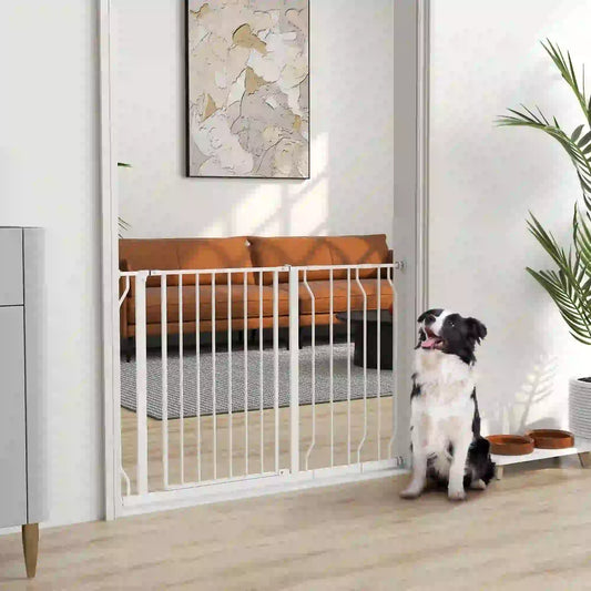 30"-45" Easy Install Pet Gate with Door, Double Lock, Extra Wide, White Houses, Kennels & Pens White at Gallery Canada