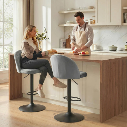 Swivel Counter Height Barstools Set of 2, Grey Bar Stools Grey, Black at Gallery Canada