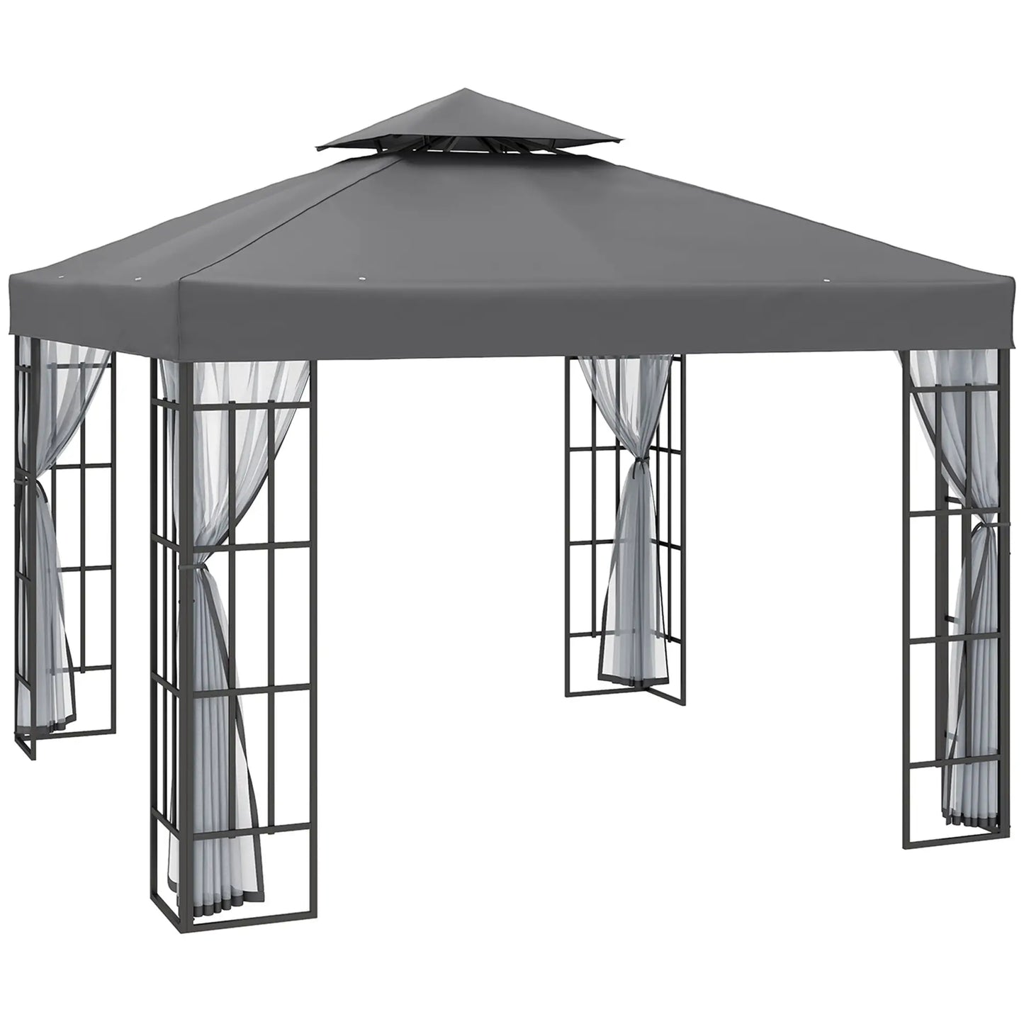 10'x10' Garden Gazebo, Portable Canopy, Mosquito Netting, Grey Gazebos at Gallery Canada