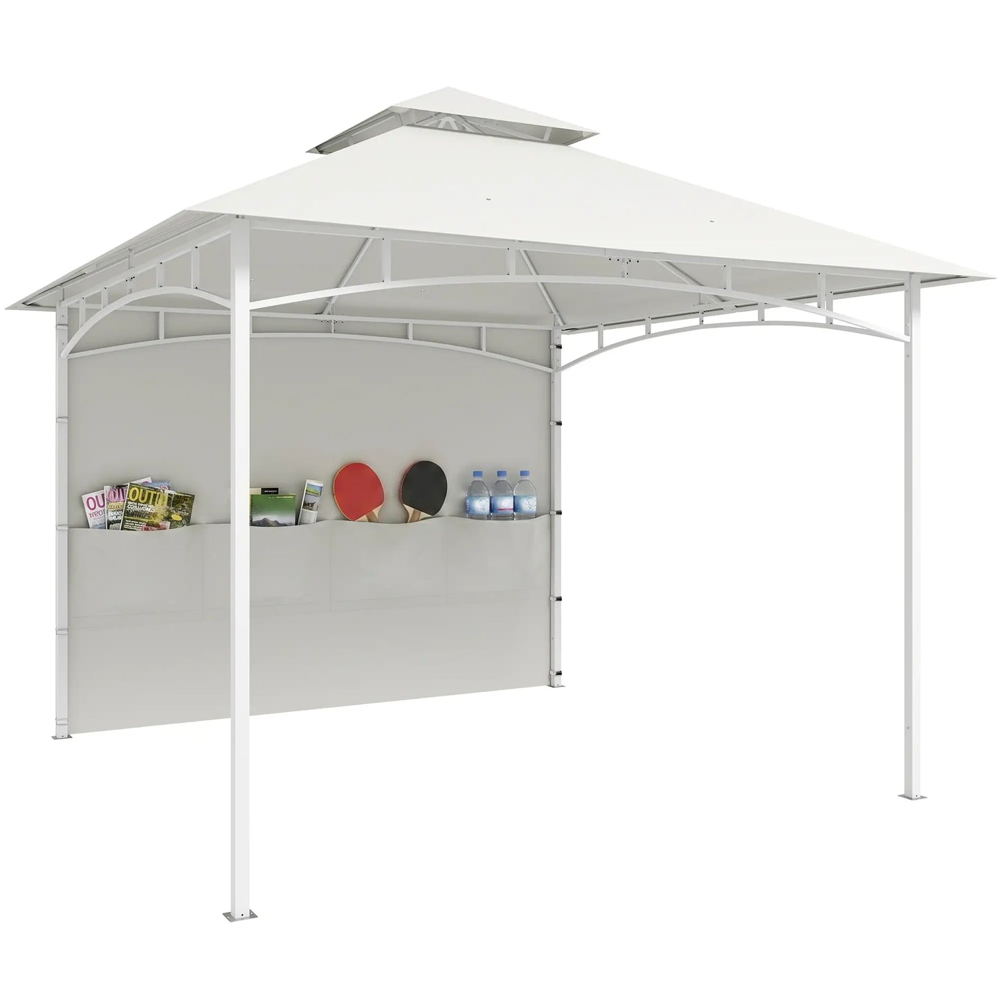 10' x 10' Patio Gazebo, Double Roof Canopy With Storage, Cream White Gazebos at Gallery Canada