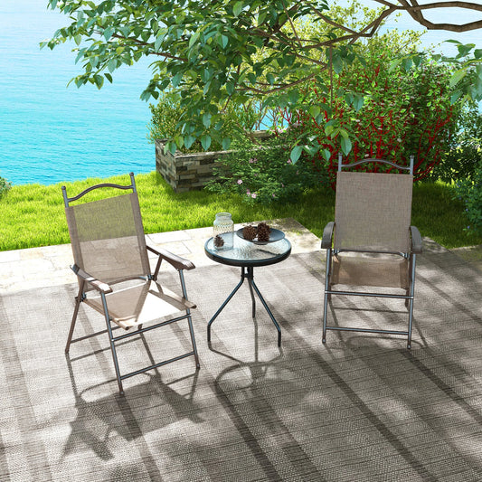 2 Folding Patio Camping Chairs, Mesh Fabric Seat, Sports Chairs for Adults Patio Chairs Brown at Gallery Canada