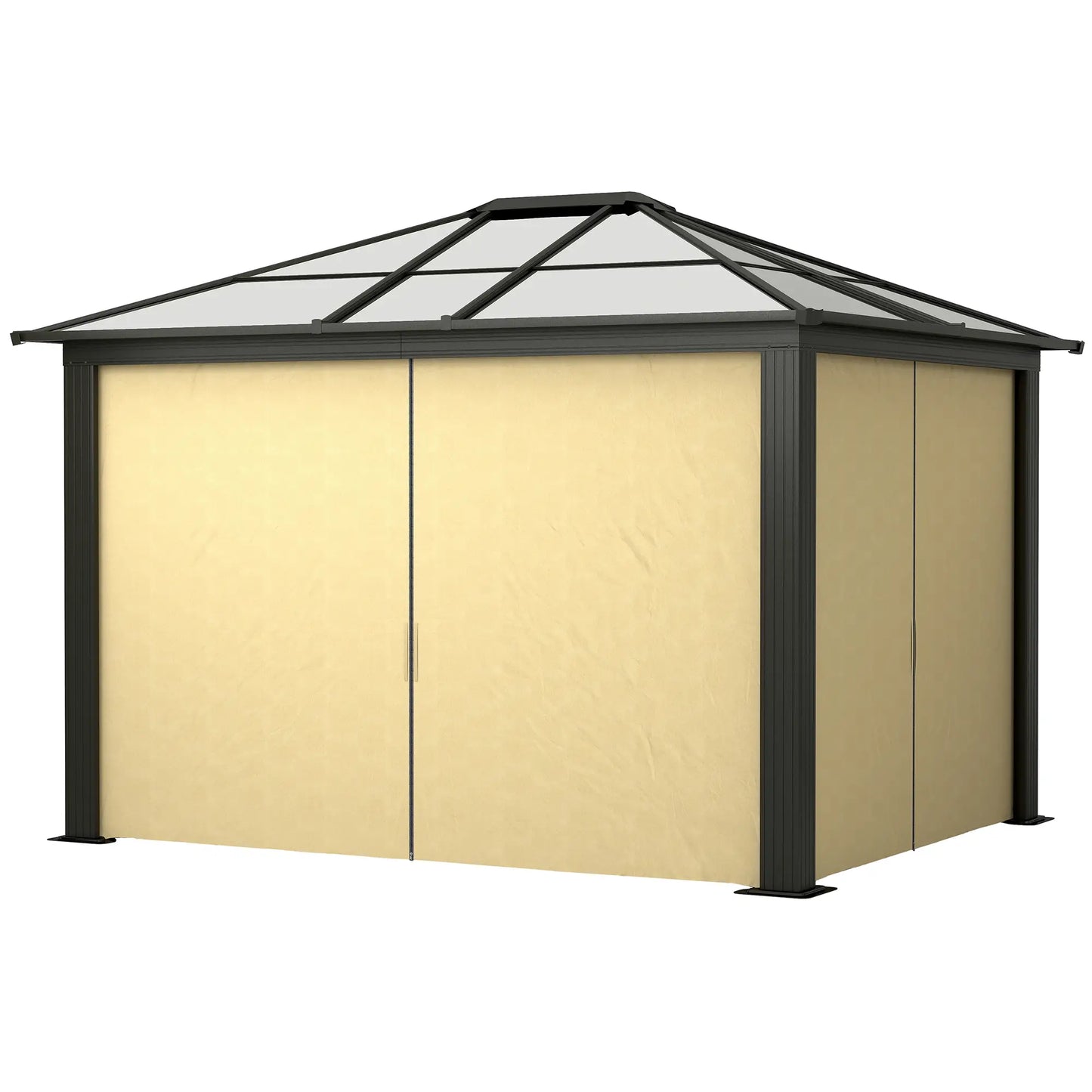 Gazebo à toit dur 10' x 12', Canopée imperméable, Abri solaire, Moustiquaire