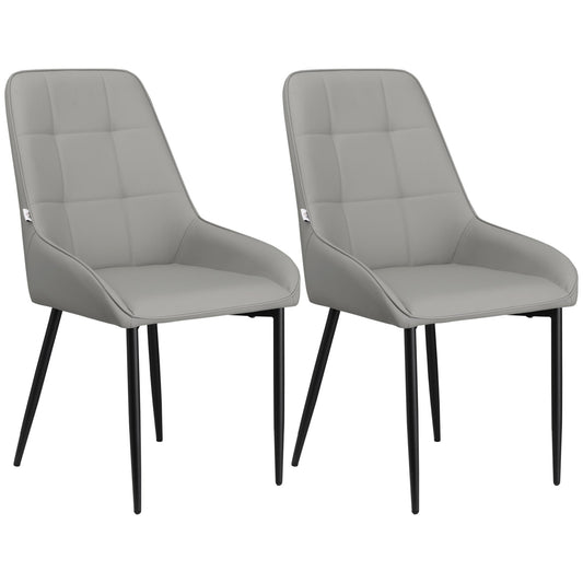 Dining Chairs, Mid Century Modern Kitchen Chairs with PU Leather Upholstery and Steel Legs for Living Room, Dining Room, Bedroom, Grey, Set of 2 at Gallery Canada