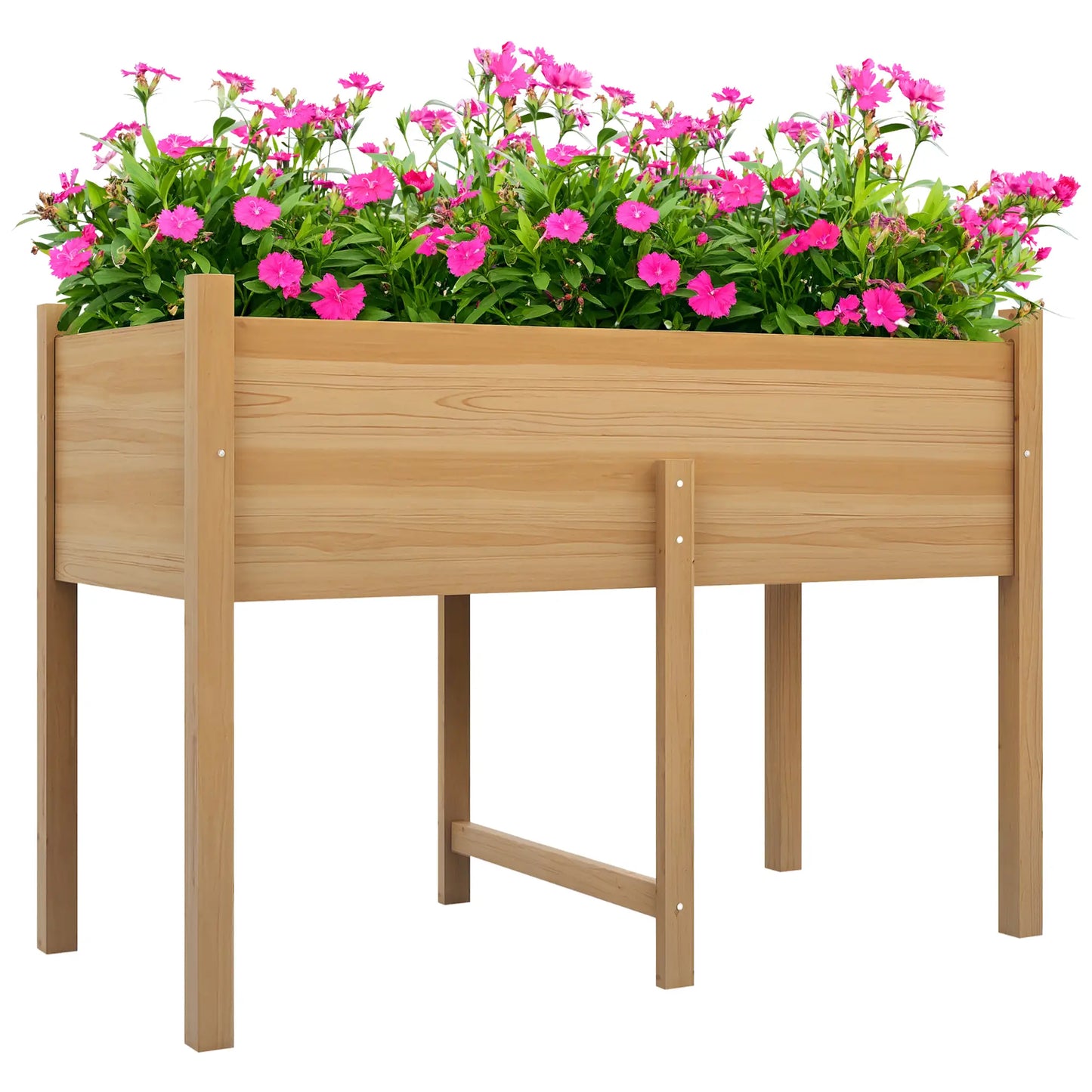Wooden Raised Planter Box, Drain Holes, 45.3x21.7x31.5inch, Natural Elevated Garden Beds at Gallery Canada