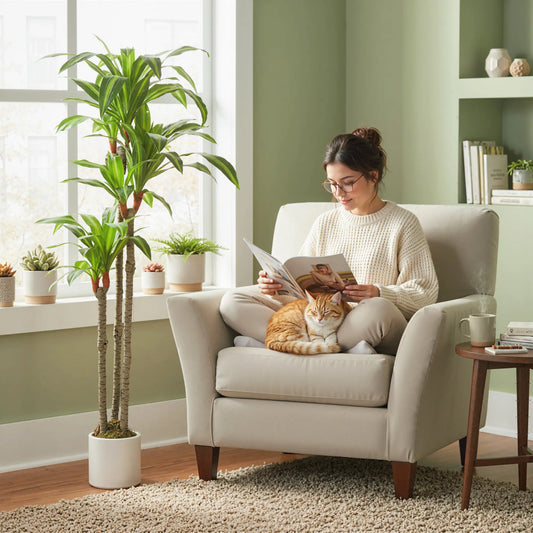 5FT Artificial Dracaena Plant, Bendable Trunks, Green