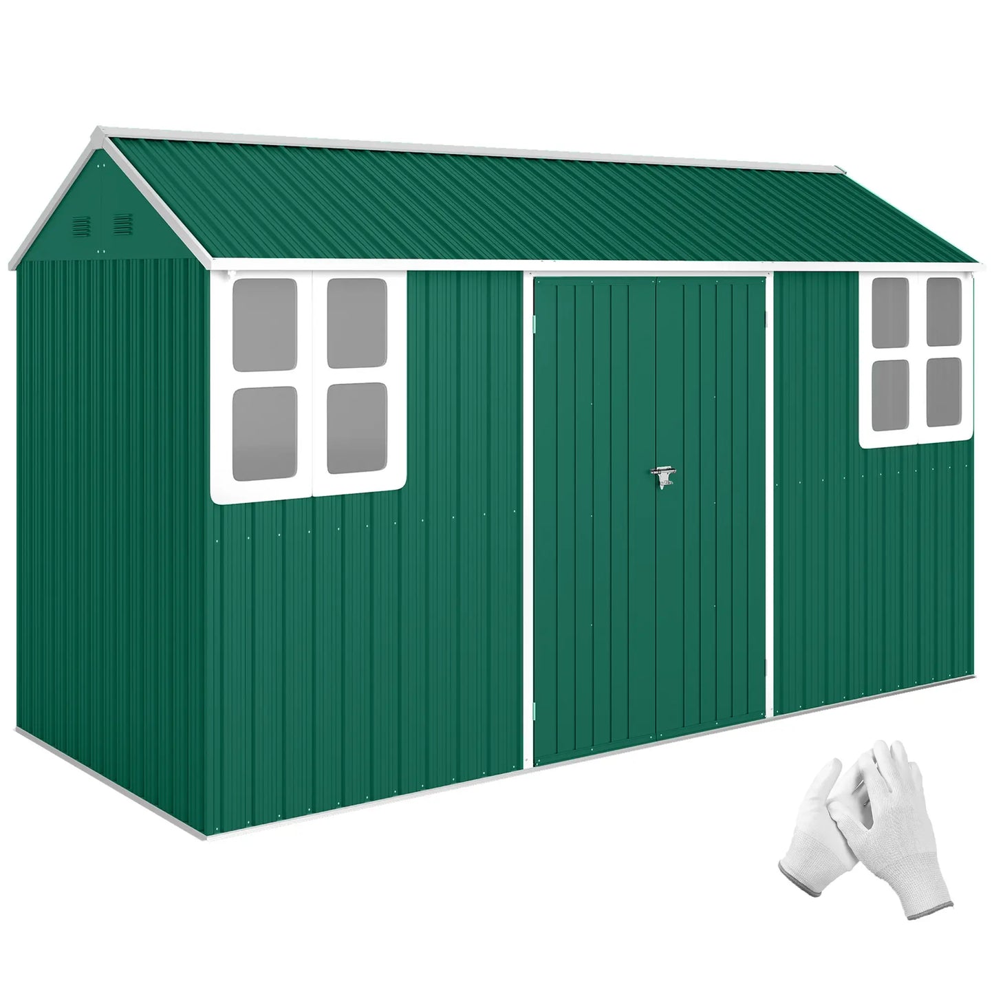 12' x 5.5' Metal Storage Shed, Outdoor Tool House, Green Sheds at Gallery Canada