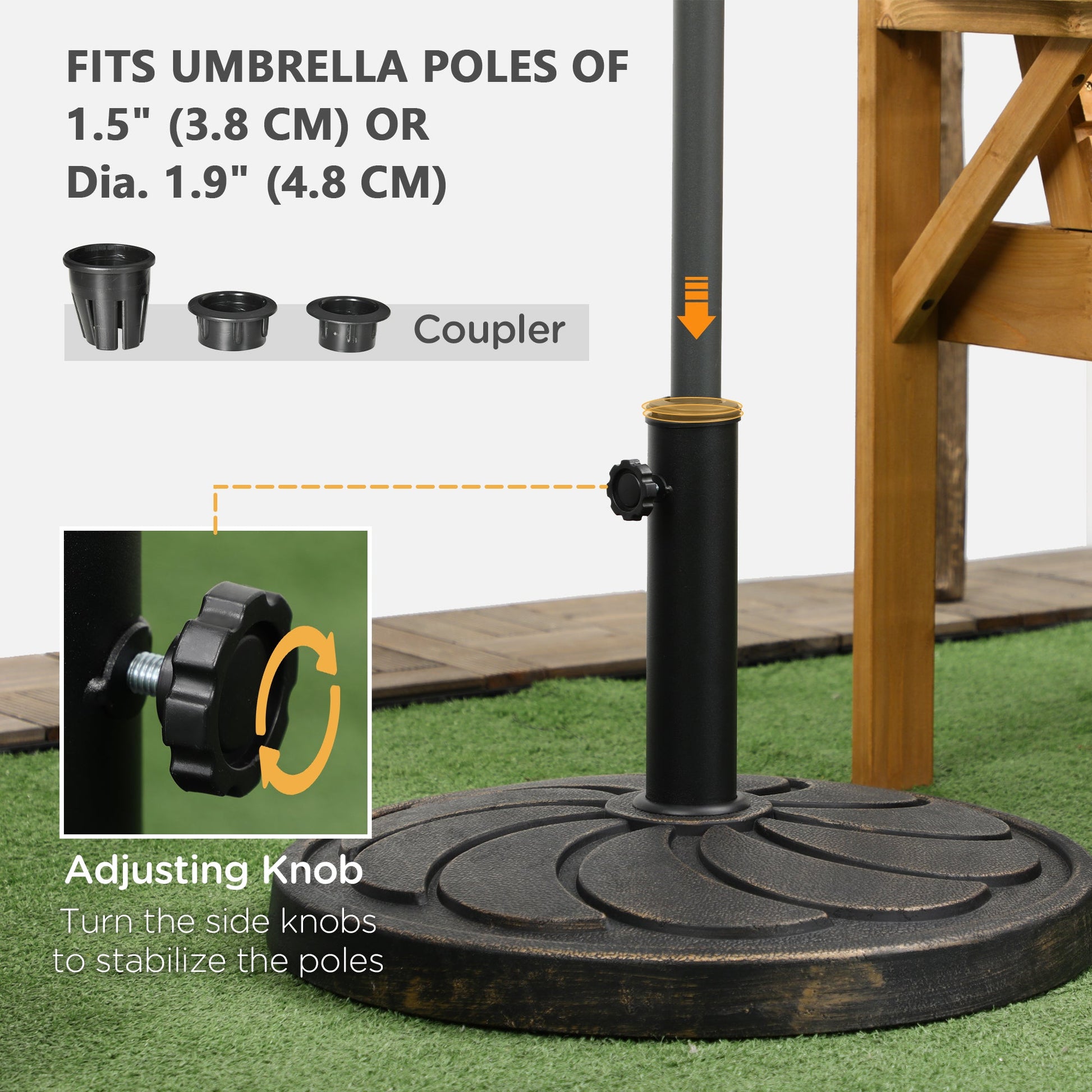 40 lb Heavy Duty Patio Umbrella Base, 21" Round Resin Market Umbrella Stand for Outdoor, Garden, Backyard, Bronze at Gallery Canada