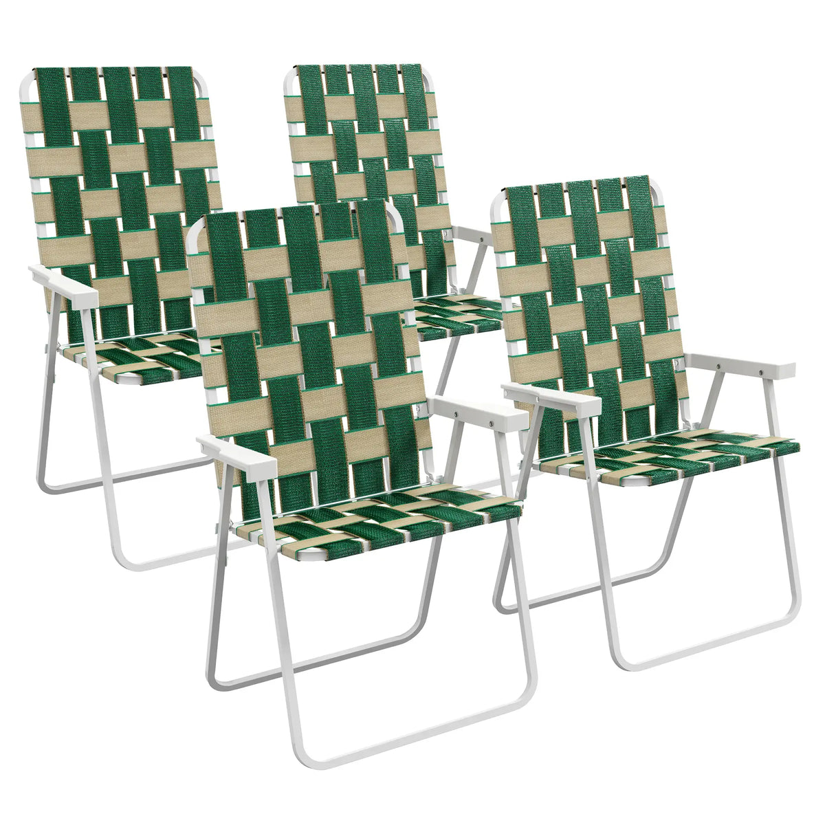 Folding Patio Chairs Set, 4 Pack With Armrests, Green Patio Chairs at Gallery Canada