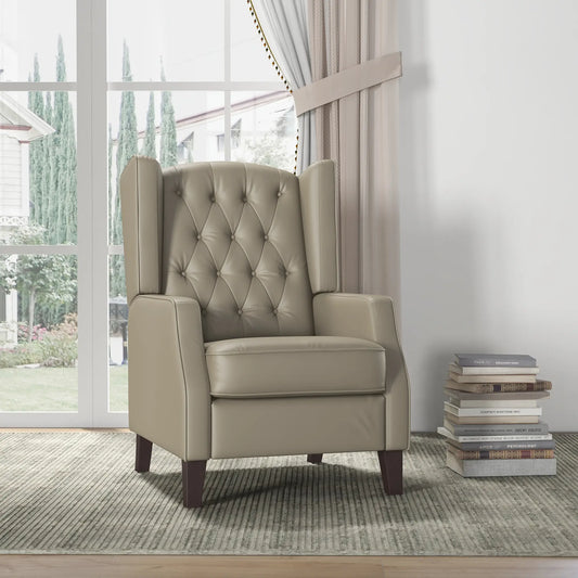 Faux Leather Armchair, Modern Accent Chair, Thick Padding, Khaki Accent Chairs Khaki at Gallery Canada