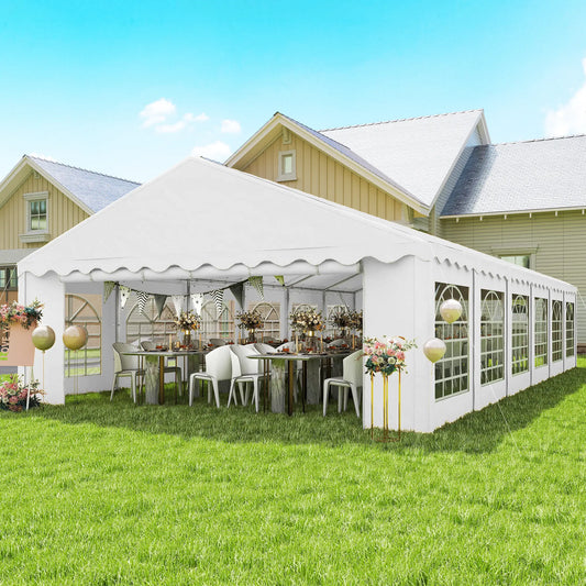 20' x 40' Party Tent, Removable Sidewalls, 12 Windows, White Canopy Tents White at Gallery Canada