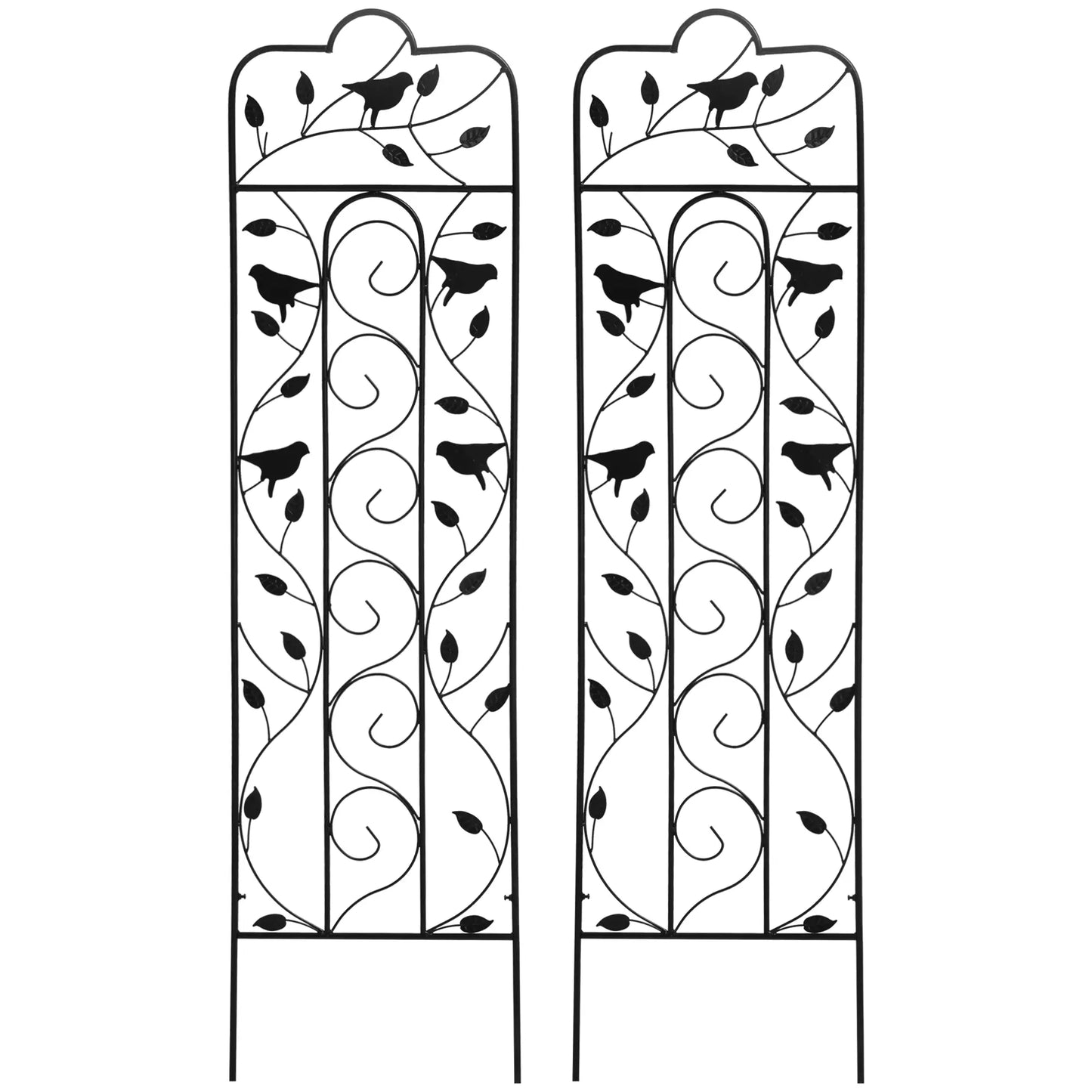 2 Pack Garden Trellis, Metal Grid Panels with Birds, Leaves, 59" Tall Plant Stands at Gallery Canada