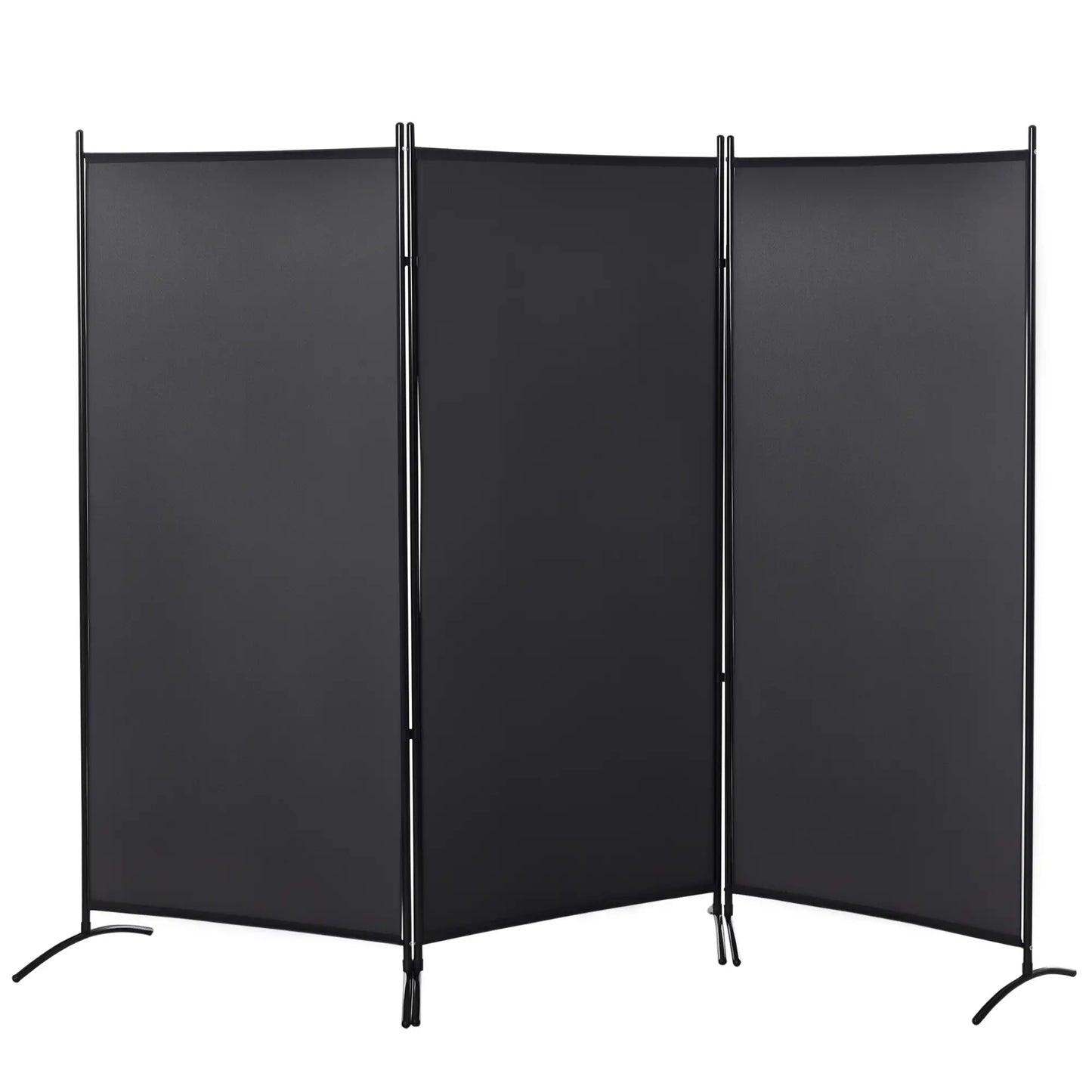 6' 3 Panel Room Divider, Double Hinged, Indoor Privacy Screen, Charcoal Grey Room Dividers at Gallery Canada