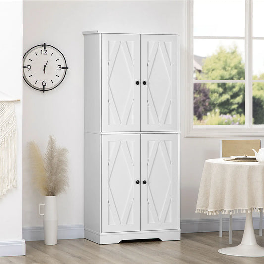 Freestanding Storage Cabinet, Kitchen Pantry with Doors, Shelves Kitchen Pantry Cabinets White at Gallery Canada