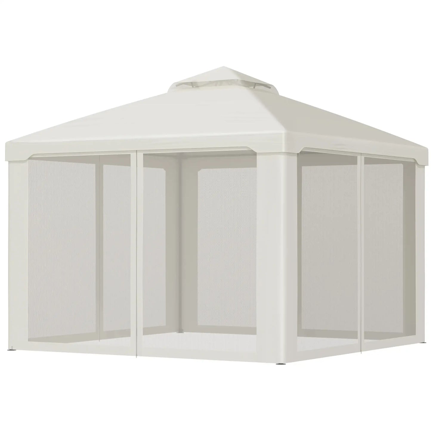 10' x 10' Patio Gazebo, Steel Frame, Mosquito Netting, Cream White Gazebos at Gallery Canada