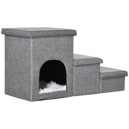 Dog Ramp with Storage Boxes and Condo, 3-step Pet Stairs for High Beds and Couch with Washable Plush Cushion at Gallery Canada