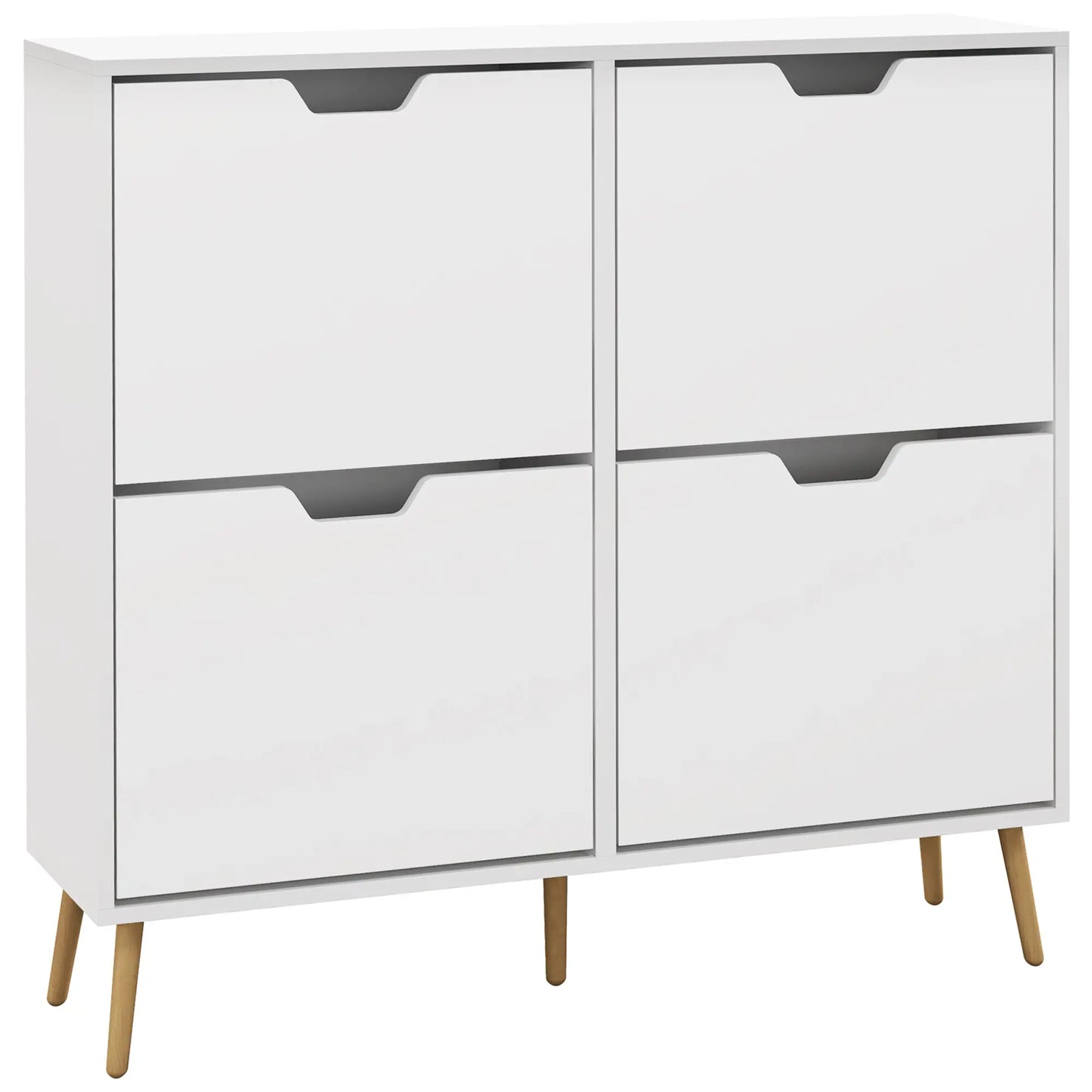 Shoe Storage Cabinet, 4 Flip Drawers, Adjustable Shelf, Holds 8-16 Pairs, White Shoe Storage Cabinets & Racks at Gallery Canada